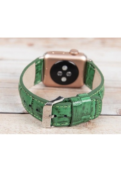 Bouletta Apple Watch Uyumlu Deri Kordon 42-44-45Mm Croco Yk04 Yeş