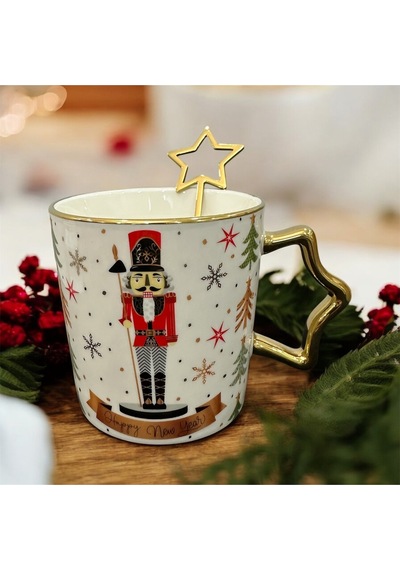 Happy New Year ,yılbaşı Temalı Özel Kutulu Kupa & Kaşık Hediyeli Çok Renkli
