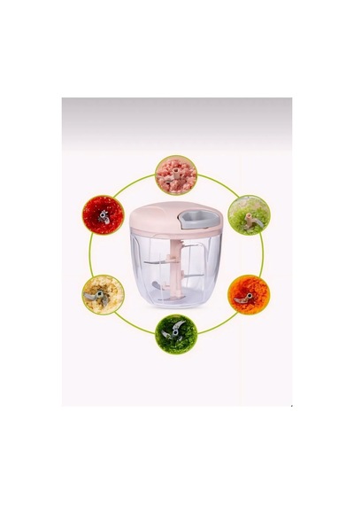 5 Bıçaklı Büyük Boy İpli El Rondosu Pratik Doğrayıcı 1000 Ml Beyaz