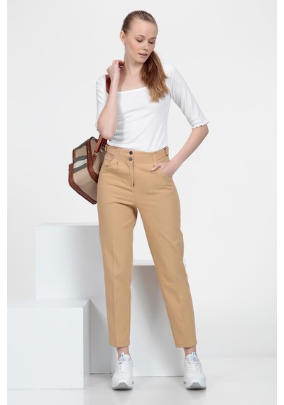 Metal Aksesuarlı Pantolon Camel