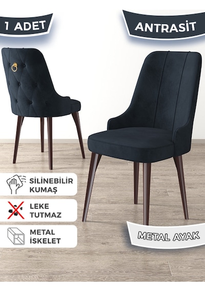 Canisa Newa Serisi, 1.sınıf Babyface Kumaş Kahve Metal Gold Halkalı, 1 Adet Antrasit Sandalye Sandalye Antrasit Ayakları Kahve