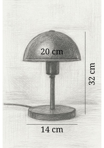Modern Siyah Metal Masa Lambası Mantar Başlıklı Dekoratif Masa Ve Komodin Lambası Siyah