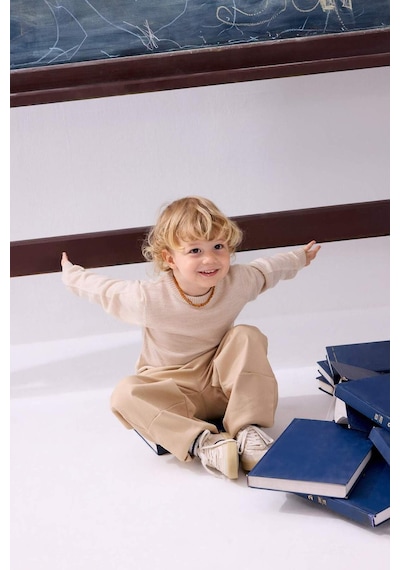 Defacto Esnek Belli Pamuklu Jogger Pantolon Erkek Bebek H9815a526aubg203 Bej-bg203