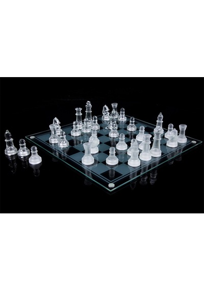 Glass Chess Cam Satranç Takımı 25 Cm X 25  Cm