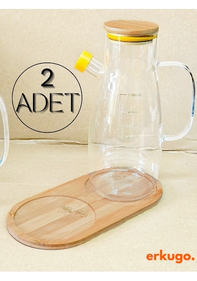 2 Adet Bambu 2 Bölmeli Yağdanlık Altlığı, Yağdanlık Standı, Sosluk Standı Bambu