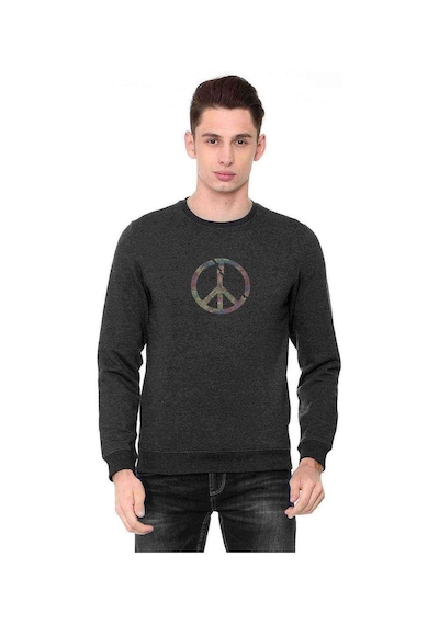War And Peace 2 Baskılı Füme Erkek Örme Sweatshirt