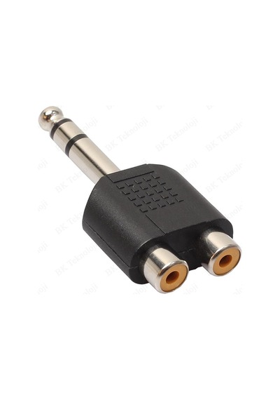 6.35mm 1/4 Erkek Stereo to 2RCA Dişi Çevirici Adaptör