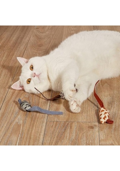 Peluş Fare Kedi Oyuncağı 3 Adet Açık Lila