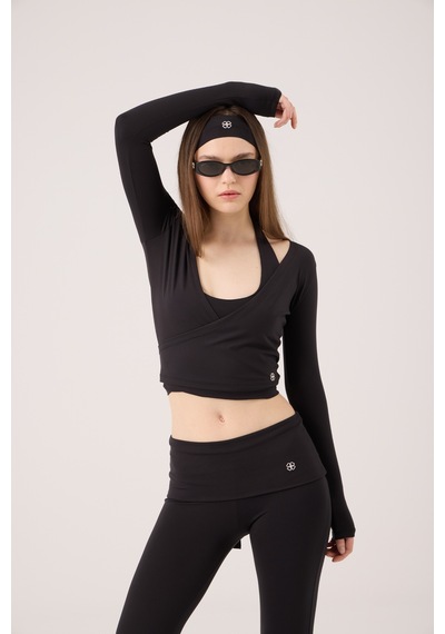 Holly Lolly Bağlamalı Crop Kesim Ellen Bolero Siyah