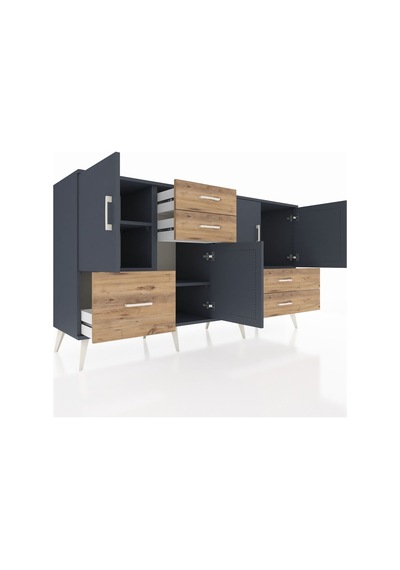 Hyperion Konsol 4 Raflı 5 Çekmeceli 4 Kapaklı 176x44x99 Antrasit- Antrasit-antrasit/çam Hyperion Konsol 4 Raflı 5 Çekmeceli 4 Kapaklı 176x44x99 Antrasit- Antrasit-antrasit/çam