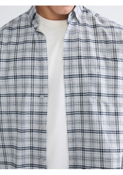 Lcwaıkıkı Classic Gri Regular Fit Uzun Kollu Ekose Gabardin Erkek Gömlek