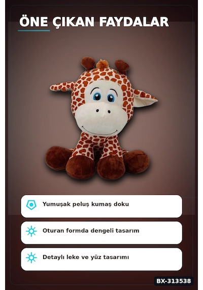 Bay 35 Cm Oturan Zürafa Peluş Oyuncak - Yumuşak Dolgulu, Bebek Ve Çocuk Odası İçin Bx-313538 Najmaddin