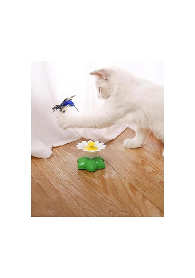 Hareketli Kedi Oyuncağı Dönen Kuş Başlıklı Pille Çalışır