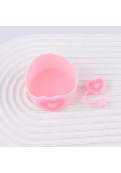 Stanle Kalpli Termos Aksesuar Seti Pipet Ucu + Taban Koruyucu Quencher Açık Pembe