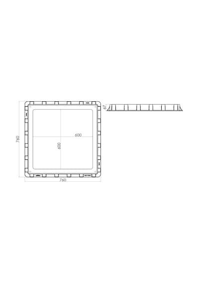 70X70 Rögar Kapağı - Çerçeve + Düz Kapak Gri