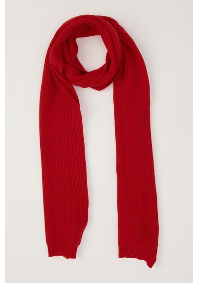 Peraluna Nomı Scarf Selanik Örgü Kaşmir Karışımlı Yumuşak Kadın Triko Atkı - Kırmızı Kırmızı