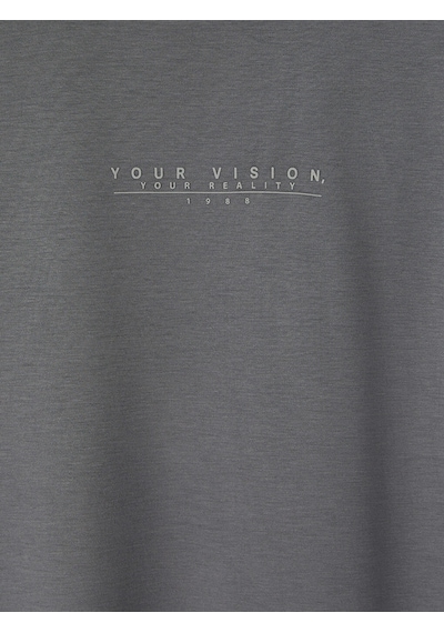 LC Waikiki Lcwaıkıkı Classic Gri Bisiklet Yaka Baskılı Erkek Penye Tişört Dark Grey
