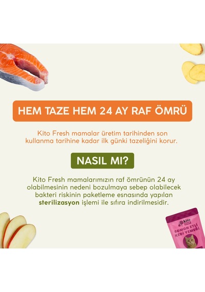 Kito Fresh Somonlu Kedi Yemeği %100 Taze İçerikli Mama 80 G