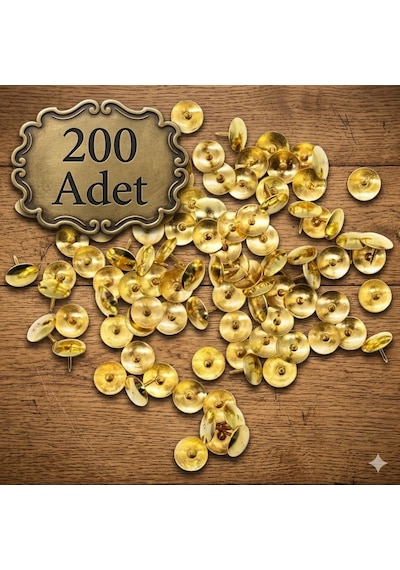 200 Adet Raptiye Metal Raptiye Sarı Raptiye Çivisi Gold Renk Rabtiye Sarı Gold Renk Dekoratif Çivi 0.2 MM
