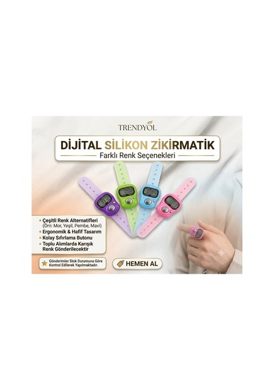Zümra Kına Malzemeleri Dijital Silikon Zikirmatik - Zengin Renk Seçenekleri Mor Mor