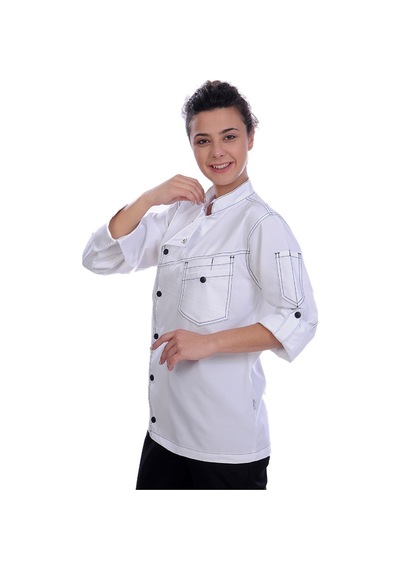 Unisex Aşçı Ceket Harman Gabardin Beyaz