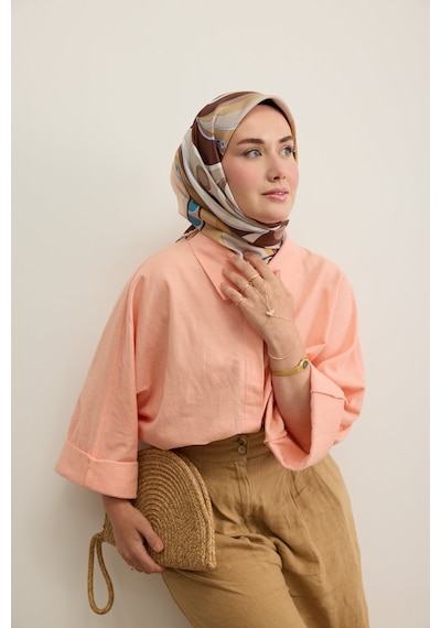 Silk Home Twill İpek Eşarp Retro Paisley Çikolata Kahve