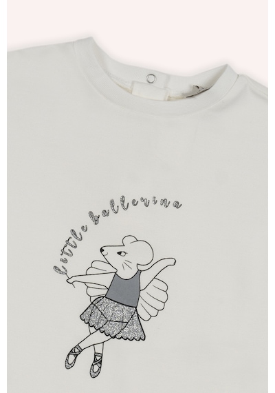Panço Kız Bebek Baskı Detaylı Ekru Sweatshirt Krem