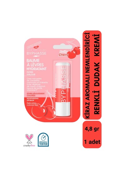 Byphasse Kiraz Aromalı Nemlendirici Renkli Dudak Bakım Kremi 4.8 G