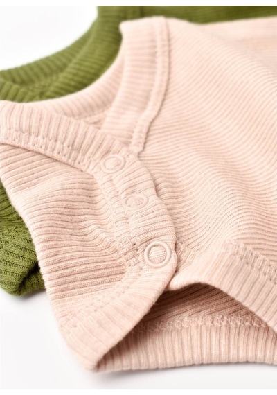 Rebebe Babycosy Modal 2 Li Uzun Kollu Bebek Badi - Bebek Body - Csym1131 (544734899) Yeşil - Pudra