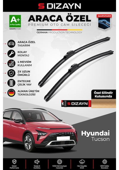 S-dizayn Hyundai Tucson Ön Cam Silecek Seti 2020 Üzeri Premium Araca Özel 65-40 Cm A+ Kalite
