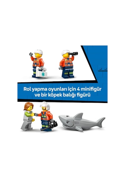 LEGO® City Sahil Güvenlik Helikopteri 60503 - 7 Yaş ve Üzeri Çocuklar için 4 Minifigür İçeren Yaratıcı Oyuncak Yapım Seti  (551P)