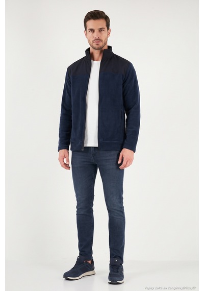 Buratti Regular Fit Garnili Dik Yaka Sıcak Tutan Polar Mont Erkek Polar Mont 59060443 Koyu Lacivert