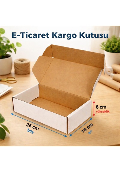 Kolix 25 Adet Kilitli Beyaz E Ticaret Karton Kargo Kutusu 26x18x6 Cm Diğer