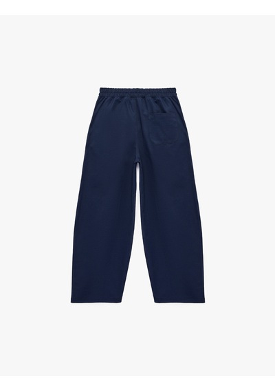 Koton Beli Lastikli Pamuklu Balon Form Oversize Pantolon Lacivert 7wkb40032tw