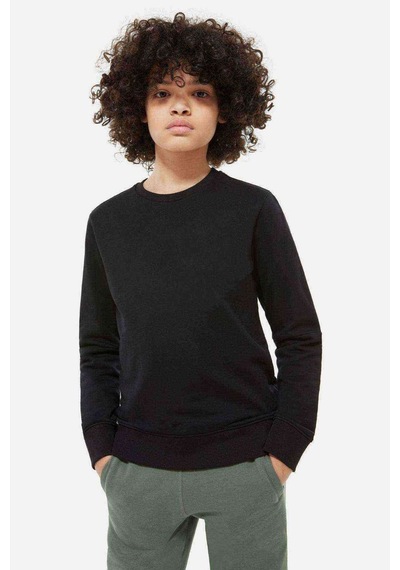 Tshirthane Basic Unisex Çocuk Siyah Sweatshirt