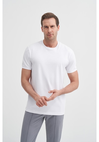 Cazador Erkek Beyaz Bisiklet Yaka T-shirt 46200 Beyaz