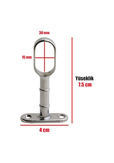 Dolap İçi Oval Askı Borusu Flanşı Açık Ağız Gardırop Elbise Askı Aparatı Boru Tutucu 2 Li Set Çoklu Renk