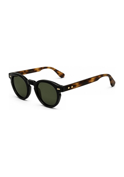 Daverno Leopar Detaylı Vintage Retro Kemik Çerçeve Güneş Gözlüğü Uv400 Siyah