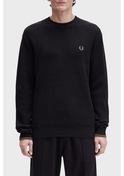 Fred Perry K6507 Waffle Stitch Jumper Erkek Kazak Siyah