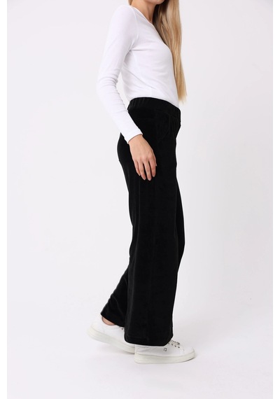 Defys Kadın Bol Paça Cepli Kadife Oversize Fit Pantolon Siyah - 595424688 Siyah