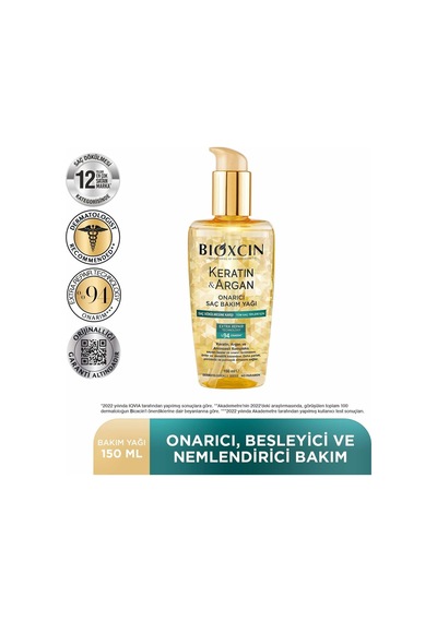 Bioxcin Keratin &amp Argan Onarıcı Saç Bakım Yağı 150 Ml - Yıpranmış Ve Hasar Görmüş Saçlar 2li Paket