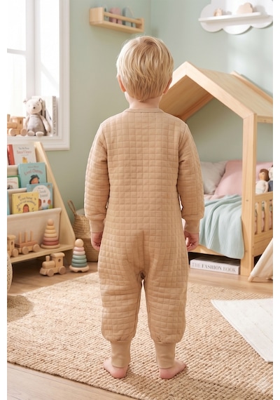 Babymod Mevsimlik Kapitone 1.5 Tog Çocuk Uyku Tulumu Uyku Gurusu %100 Pamuk Kumaş Bej