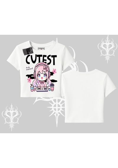 Startmore Startmore Babby Tee Tshirt Cute Anime Gamer Girl Baskılı Beyaz