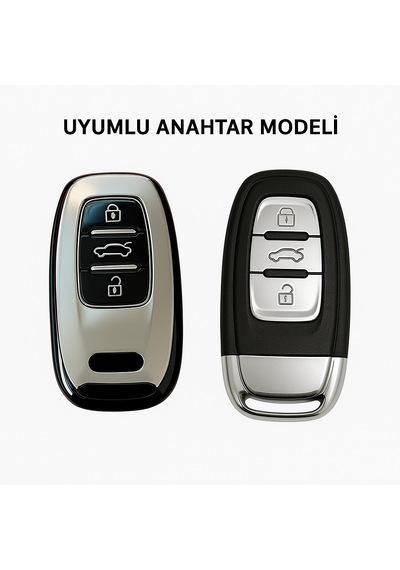 Auidi A4-a5-a6-a7-q5-q7 Sustasız Anahtar Uyumlu Silikon Oto Anahtar Kumanda Kabı Kılıf Füme
