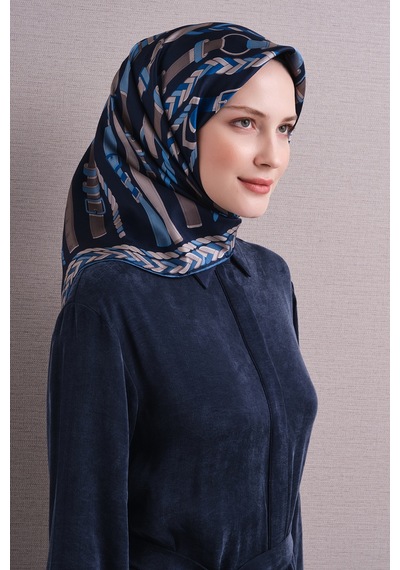 Armine Sura İpek Eşarp 2026-2027 - Sonbahar Kış-asm07 Lacivert