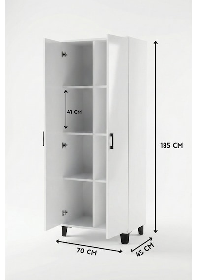 8 Gözlü Beyaz Kiler Dolabı 70 Cm
