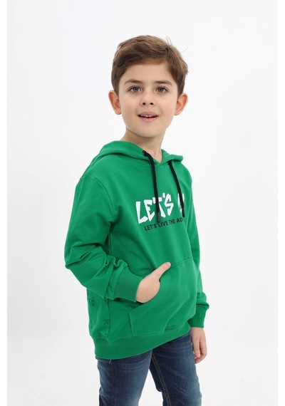 Toontoy Kids Toontoy Erkek Çocuk Relax Fit Kapüşonlu Cepli Baskılı Sweatshirt - 2 İplik Çimen Yeşili Toontoy Kids Toontoy Erkek Çocuk Relax Fit Kapüşonlu Cepli Baskılı Sweatshirt - 2 İplik Çimen Yeşili