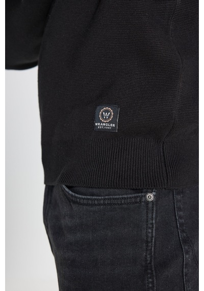Wrangler Regular Fit Normal Kesim Bisiklet Yaka Siyah Triko Kazak W242724001 Siyah