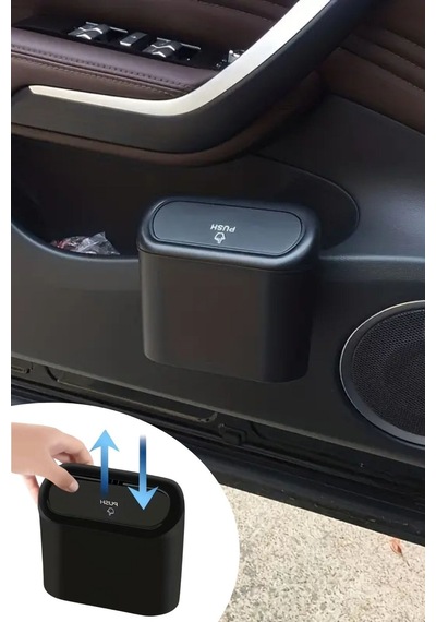 Araç İçi Takılarak Sabitlenebilen Mini Kapaklı Çöp Kovası