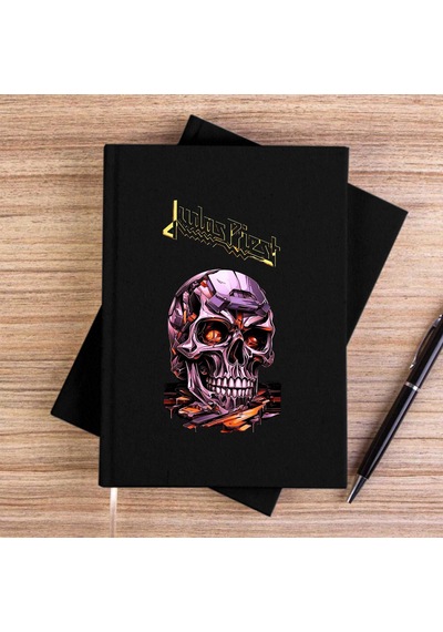 Judas Priest Modern Skeleton Siyah Çizgisiz Kanvas Defter